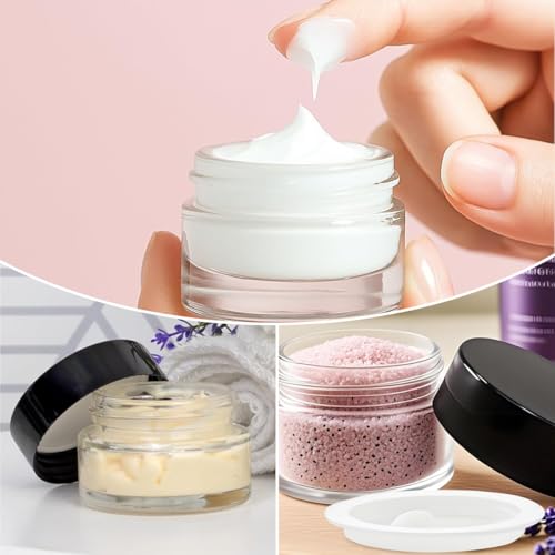 Refillable Glass Cosmetic Sample Jar Set - 3PCS 5ML Black Cap Travel Containers