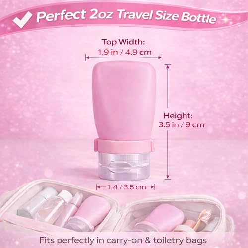 WXOIEOD 2 oz Clear & White Silicone Travel Bottles Leakproof TSA Approved 4 Pack