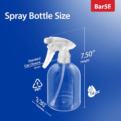16 Oz Clear Spray Bottle Set - Adjustable Sprayer for Multi-Purpose Use