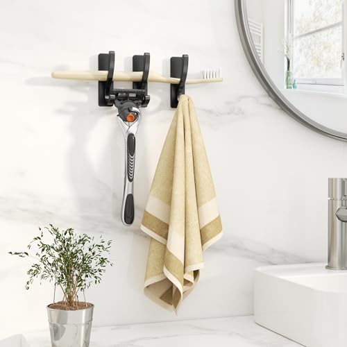 Heavy Duty Adhesive Wall Hooks - 13LB Capacity, Black - 6 Pack