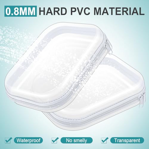 Ceenna 2-Piece Clear Hard Shell Zipper Pouch Set, Travel Organizer Case