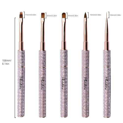 5-Piece Professional Nail Art Brush Set with Metal Handles