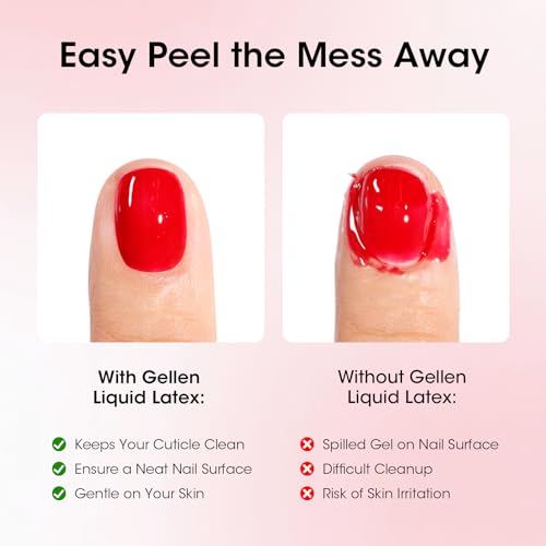 Gellen Pink Liquid Latex for Nails Peel Off Nail Art Barrier with Nail Stick – Nail Prep & Protection