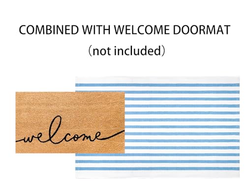 Hand-Woven Cotton Striped Front Door Mat 24"x35" - Washable Rug