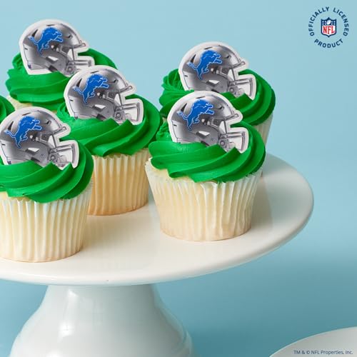 NFL Detroit Lions Cupcake Toppers - 24 Helmet Rings, Food Safe
