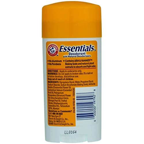 Arm & Hammer Essentials Natural Deodorant Unscented 2.5oz Pack of 4 - Aluminum-Free