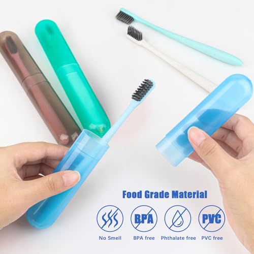 Eaezerav 6 Pack Travel Toothbrush Cases - Breathable, Portable, Multi-Color, with Variation (Red, Blue, Green, Grey, Lucency) for Camping, Travel, Bathroom, Home