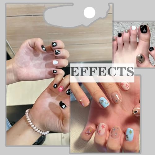 3D Star Nail Stickers - 12 Colorful Self-Adhesive Decals