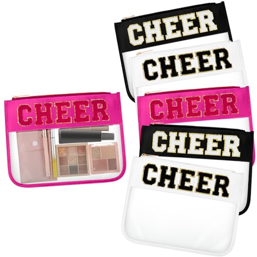 Aliceset 6 Pcs Cheer Makeup Bags Set - Black, White, Hot Pink