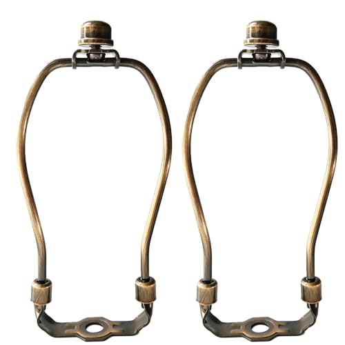 HeYuGo 6 Inch Lamp Harp Kit - Antique Brass, 2 Pack with Finials