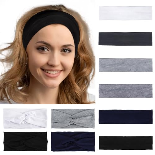 AHONEY Grey Non-Slip Hair Headbands 10 Pack for Women & Workout