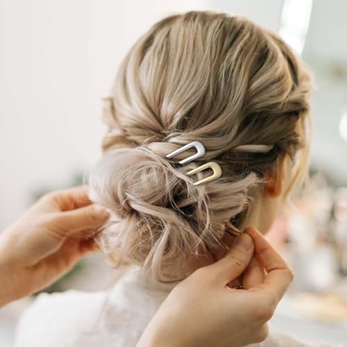 4Pcs French Hair Pins for Women - Gold & Silver U-Shaped Hair Accessories