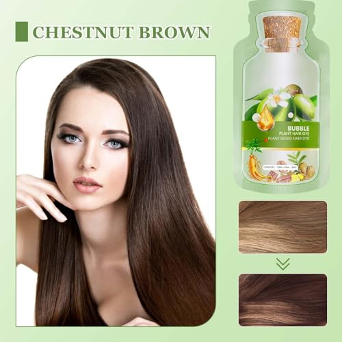 QUAAM Bubble Hair Dye Shampoo - Chestnut Brown, 10 Pack Natural Formula