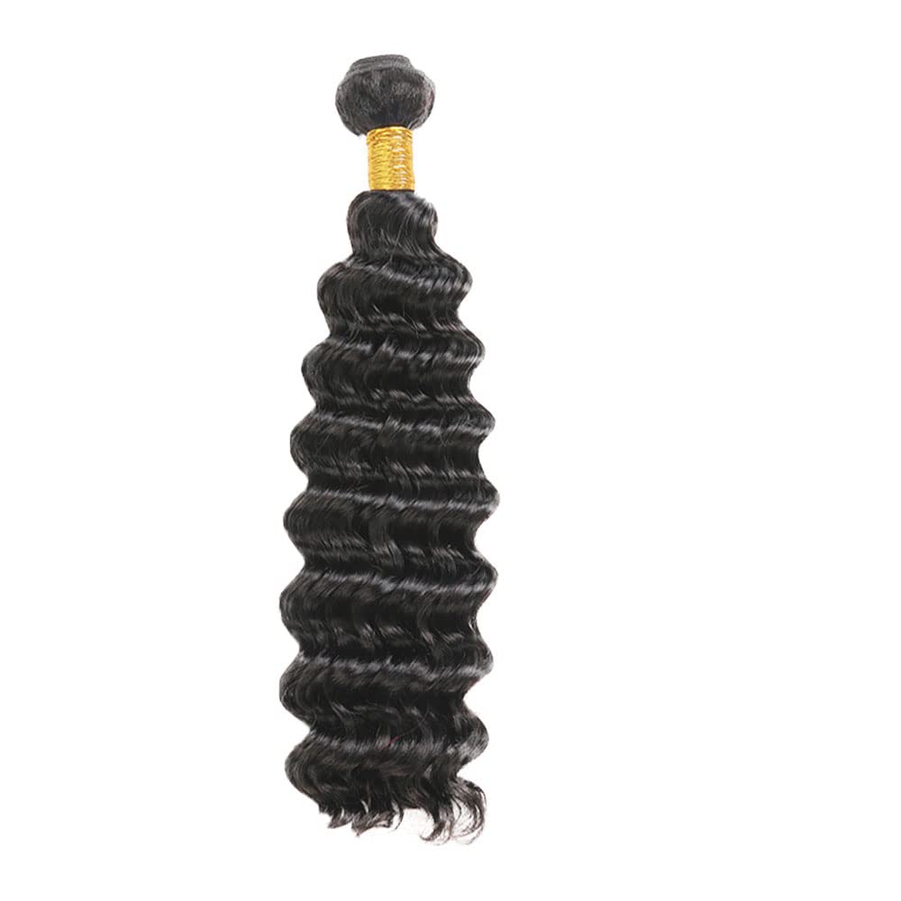 14 Inch Deep Wave Bundles Human Hair Bundles Brazilian Remy Hair #1B Natural Black Color 50 Grams/Bundle Unprocessed Virgin Hairs Deep Wave 1 Bundle Weaves Hair Extensions
