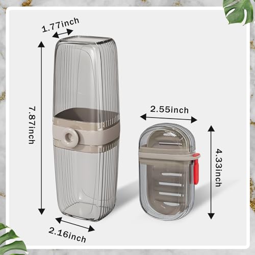 2-Piece Travel Toothbrush and Soap Case Set - Leakproof Portable Holder