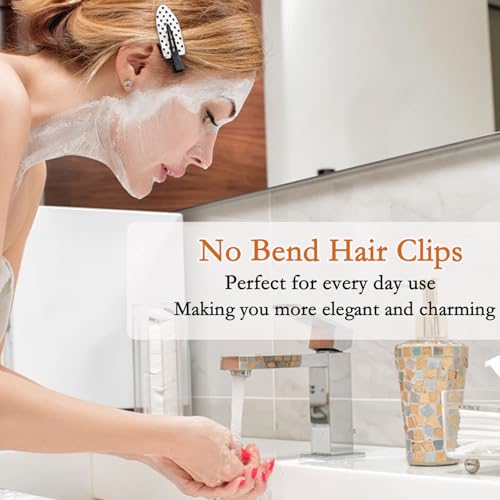 BAISEN Polkadots Creaseless Hair Clips Set - No Damage Flat Clamps for Styling & Face Care, 6 Pack - Black & White
