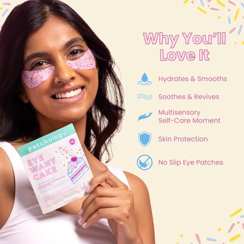 Patchology Eye Want Cake Hydrating & Smoothing Eye Patches ? Under Eye Masks for Puffy Eyes, Dark Circles, and Fine Lines ? Birthday Cake Inspired Self-Care Essentials, 5-Pack