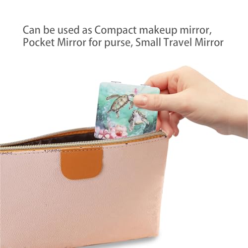 Pocket Mirror for Women 2-Pack 2.8” Square 1x/3x Double-Sided PU Leather Travel Compact