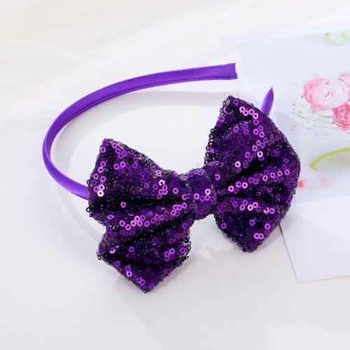 Sparkly Sequin Bow Headband for Girls and Women - Comfortable Glitter Hair Accessory