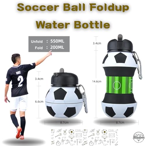 Soccer Ball Water Bottle - Collapsible 18oz Sports Hydration