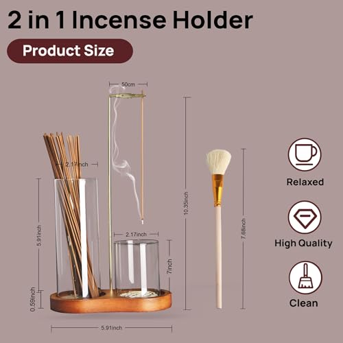 2-in-1 Incense Holder with Glass Ash Catcher for Yoga & Meditation