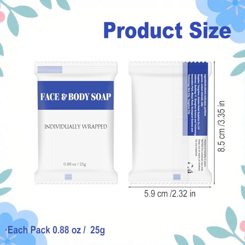 Travel Size Bar Soap 0.88 oz - Individually Wrapped Bulk 30 Pack