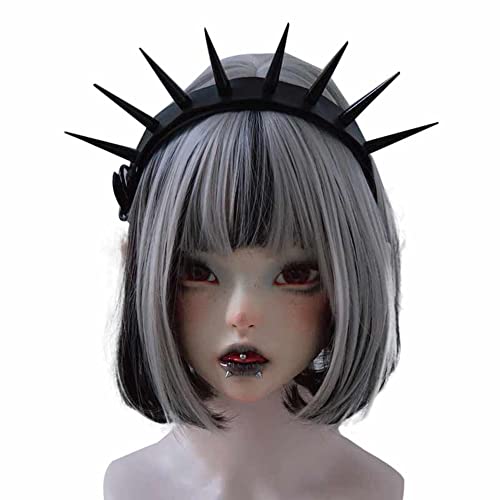 Gothic Spiked Leather Headband for Women - HD Black
