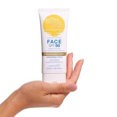 Bondi Sands Fragrance Free Daily Sunscreen SPF 50 Face Lotion - Hydrating, Non-Greasy, Water Resistant