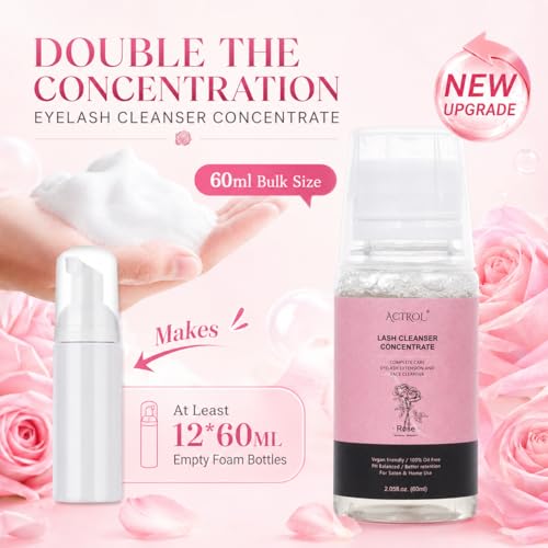ACTROL Rose Lash Shampoo Concentrate 60ml – Makes 12 Foaming Cleansers