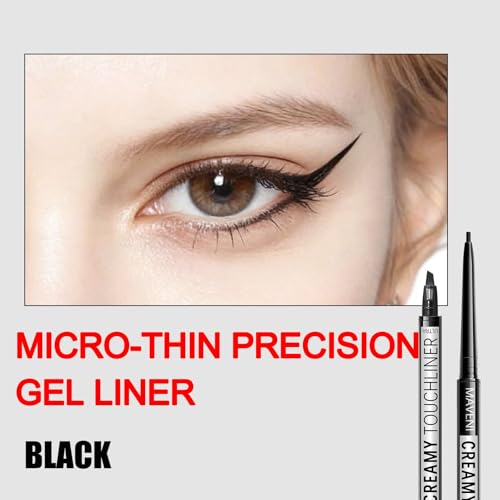QueenDairy Black Eyeliner Pencil, 0.9mm Ultra Fine Gel, 24HR Wear