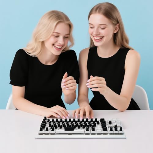 Raisetip 70 Pcs Black Raised Tip Keyboard Stickers for Long Nails, Letters