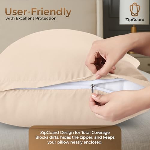 Utopia Bedding Queen Size Pillow Protectors (Pack of 4) - Soft Microfiber, Zippered, Fade Resistant
