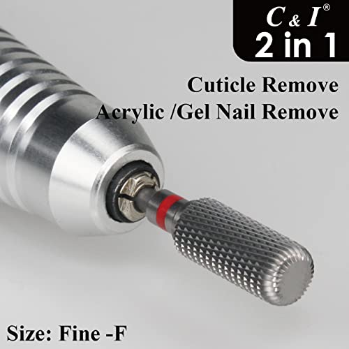 C & I 2 in 1 Nail Drill E-File Fine-F for Cuticle Care & Gel Removal
