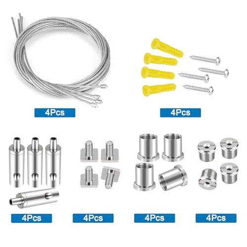 Adjustable Ceiling Hanging Wire Cable Kit - 4 Sets for Lights