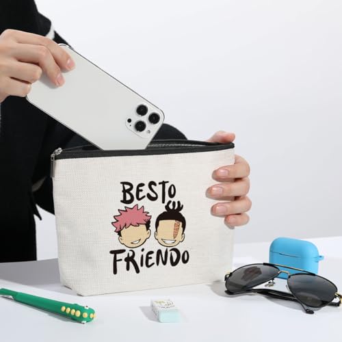 Multicolour Best Friend Anime Makeup Bag - Waterproof Cosmetic Storage for Women