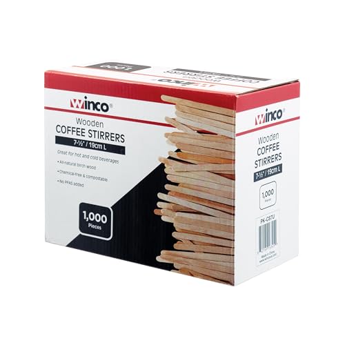 Winco 7.5" Chemical-Free Wood Coffee Stirrers - 1000 Pack