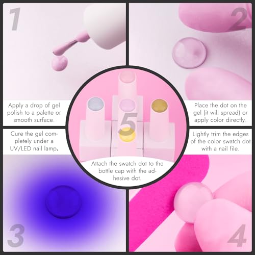 Finea 144pc Gel Nail Polish Swatch Dots with Clear Stickers Kit