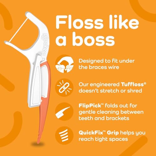 Plackers Orthopick Flossers 36 Count — Flexible, Shred-Resistant Dental Picks for Braces