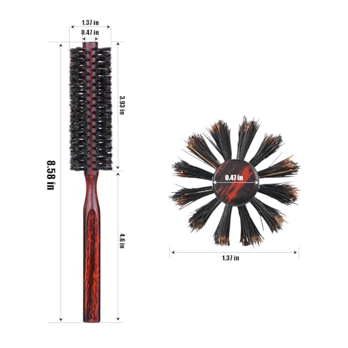 PERFEHAIR 1.3-Inch Soft Boar Bristle Round Brush for Fine Hair and Beards