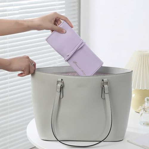 VanFn Purple Travel Makeup Brush Organizer Bag - Roll Up Design