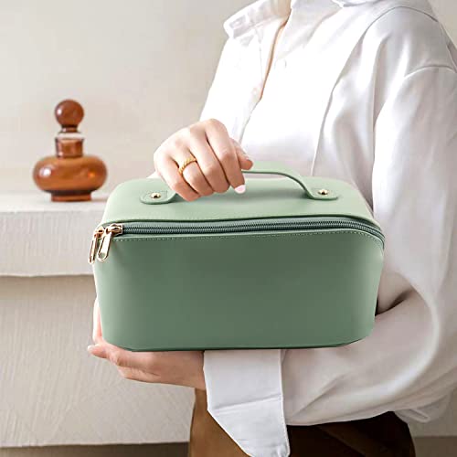 MAMUNU Green Large Capacity Cosmetic Bag - Travel Makeup Organizer