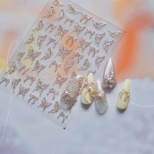 5D Butterfly Nail Stickers - Aurora Light Shell Decals for Nail Art