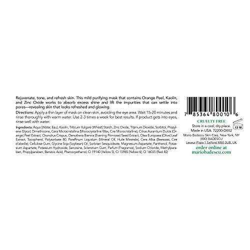 Mario Badescu Orange Tonic Face Mask for Oily & Sensitive Skin - Deep Cleansing, Pore Refining, 2 Fl Oz