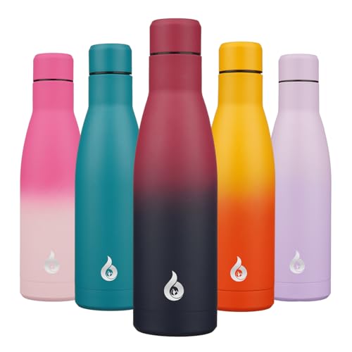 17 oz Insulated Stainless Steel Water Bottle - BPA Free, Leak Proof, Keeps Hot & Cold, Black Red