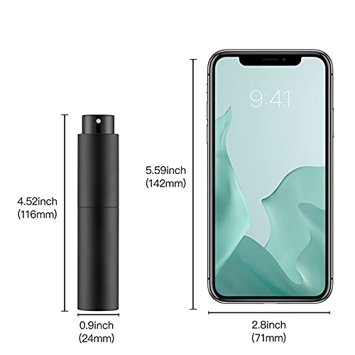 Tekson 4-Pack Black 10ml Refillable Travel Perfume Atomizers, Leakproof Spray Bottles