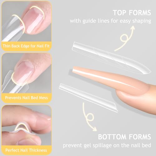 Dual Nail Forms Set for Gel Nails - 15 Sizes with Guide Lines