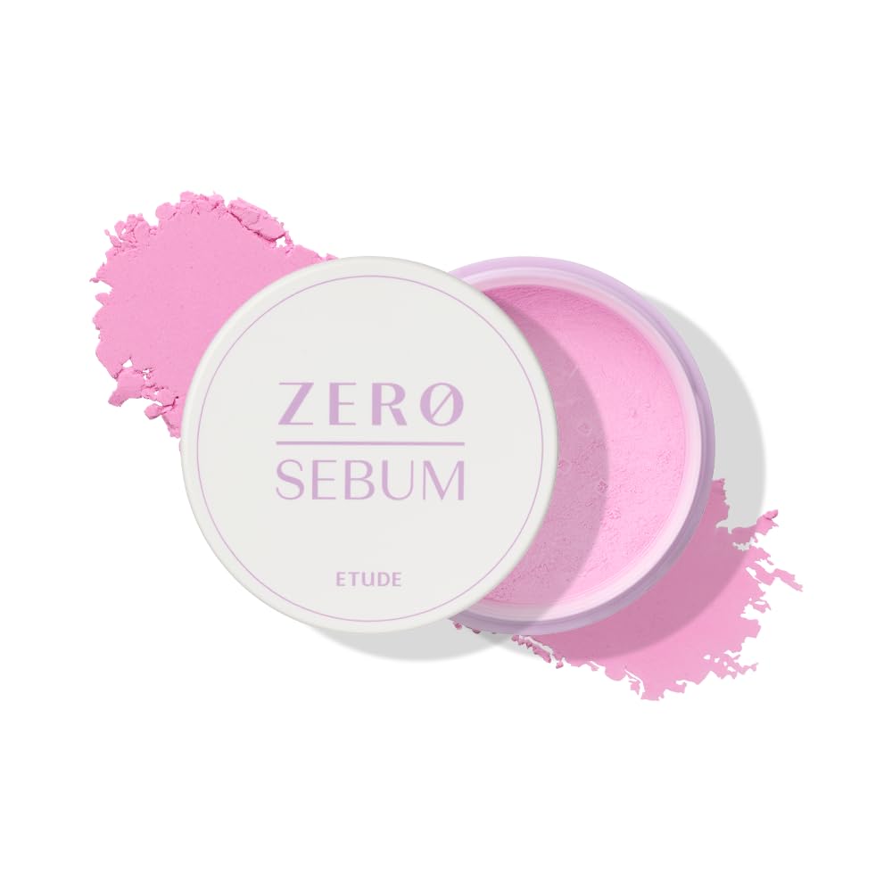 ETUDE Zero Sebum Loose Powder Purple, Lavender Tone Correcting Finely Milled Powder for Yellow Undertones, Lightweight Shine Control, Soft Matte Blur, 4g