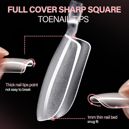 AILLSA A5 Sharp Square Toe Fake Toenails Full Cover 150 Pcs Salon DIY Pedicure