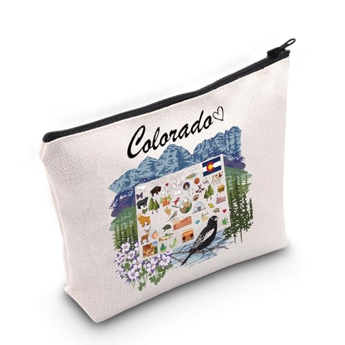 Colorado Map Cosmetic Bag - Durable Canvas Makeup Pouch for Travel