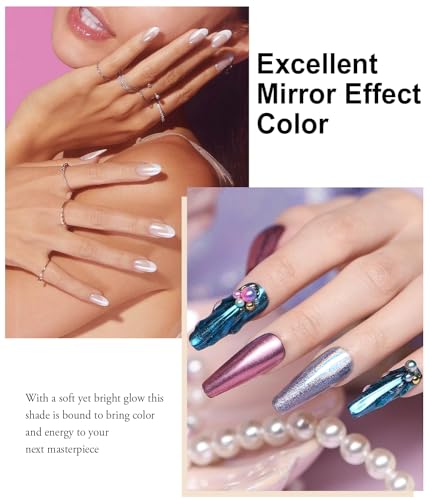 BISHENGYF 24-Color Chrome Nail Powder Set for Mirror Metallic Manicure